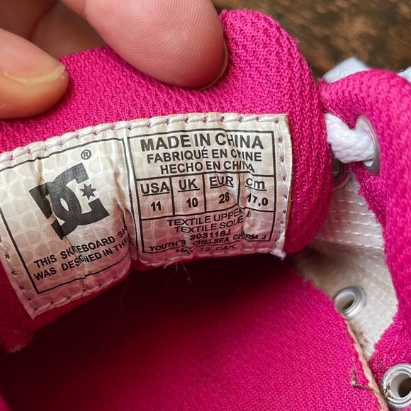 DC Chelsea Charm J Low Skate Shoe Pink Plaid Girls Size 11 - Picture 5 of 6